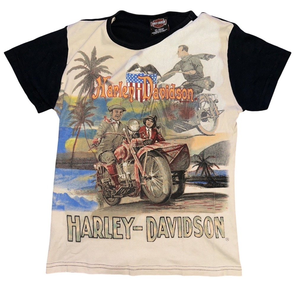 Harley-Davidson Vintage 2004 Mason City Iowa Graphic Tee Colorblock Black Large